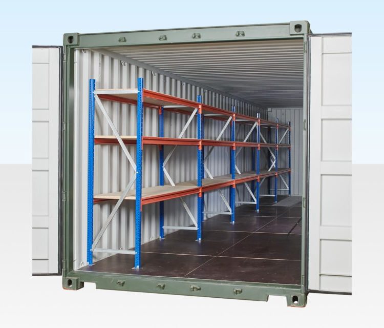 Adjustable, Heavy Duty Three Tier Container Racking (5 Bays)