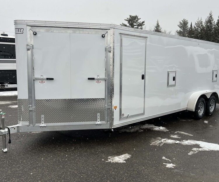 2024 E-Z Hauler 7x24 Aluminum 4-Place Drive In/Out w/Tapered Ramps, Rear Canopy