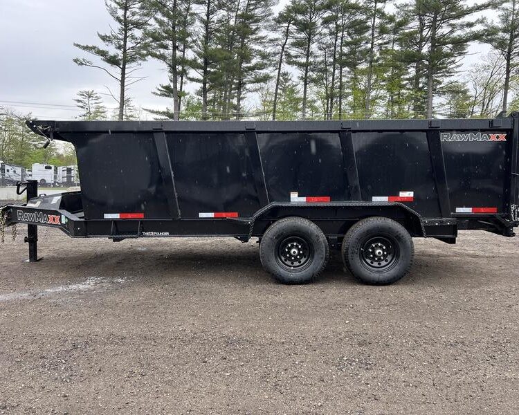 2024 RawMaxx Trailers 7X16 14K Powder Coated Dump w/ Tarp Kit